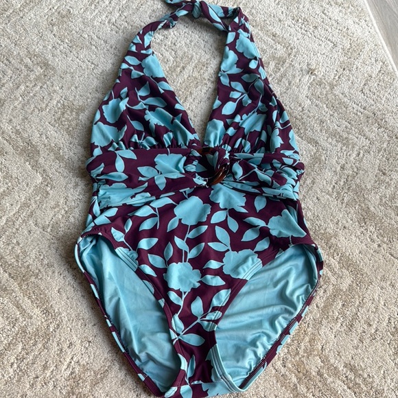 Kate Spade Purple and Blue One Piece Swimsuit with Halter Neck - Picture 5 of 7
